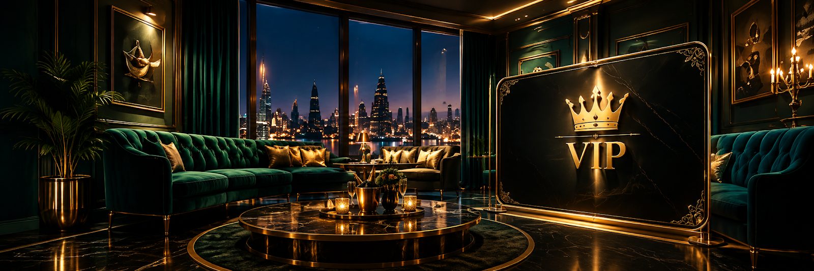 VIP lounge 55five dengan lampu kristal